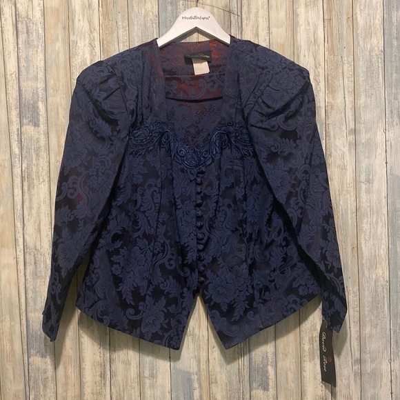 NWT Vintage David Rose Winter Blue Jacquard Blazer | Size 16W - Picture 2 of 16
